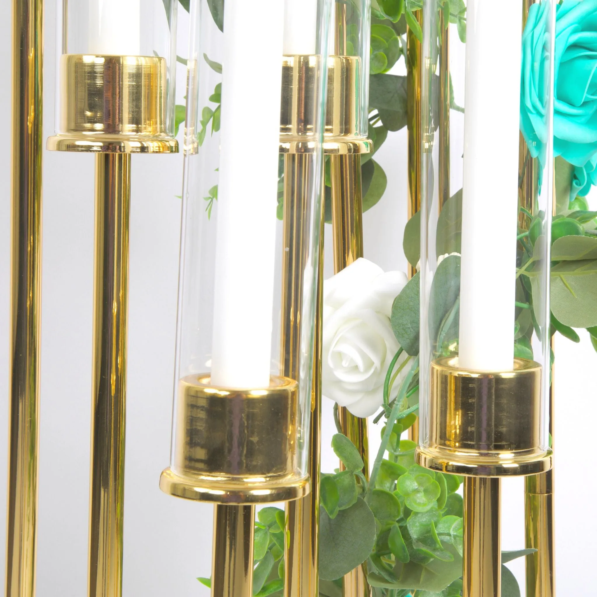 48" Tall 10 Arm Candle Holder Candelabra Centerpiece - Gold