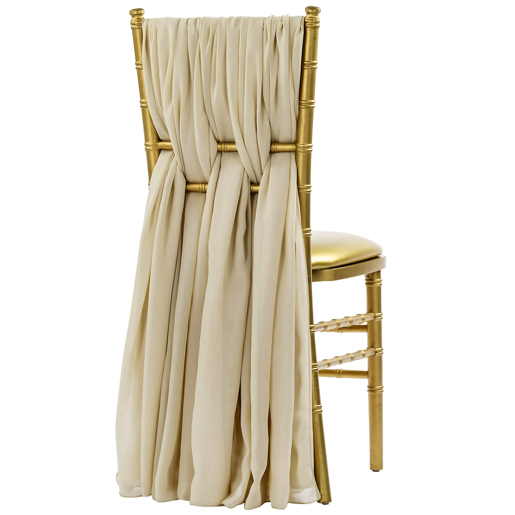 5pcs Pack of Chiffon Chair Sashes/Ties 19" x 72" - Champagne