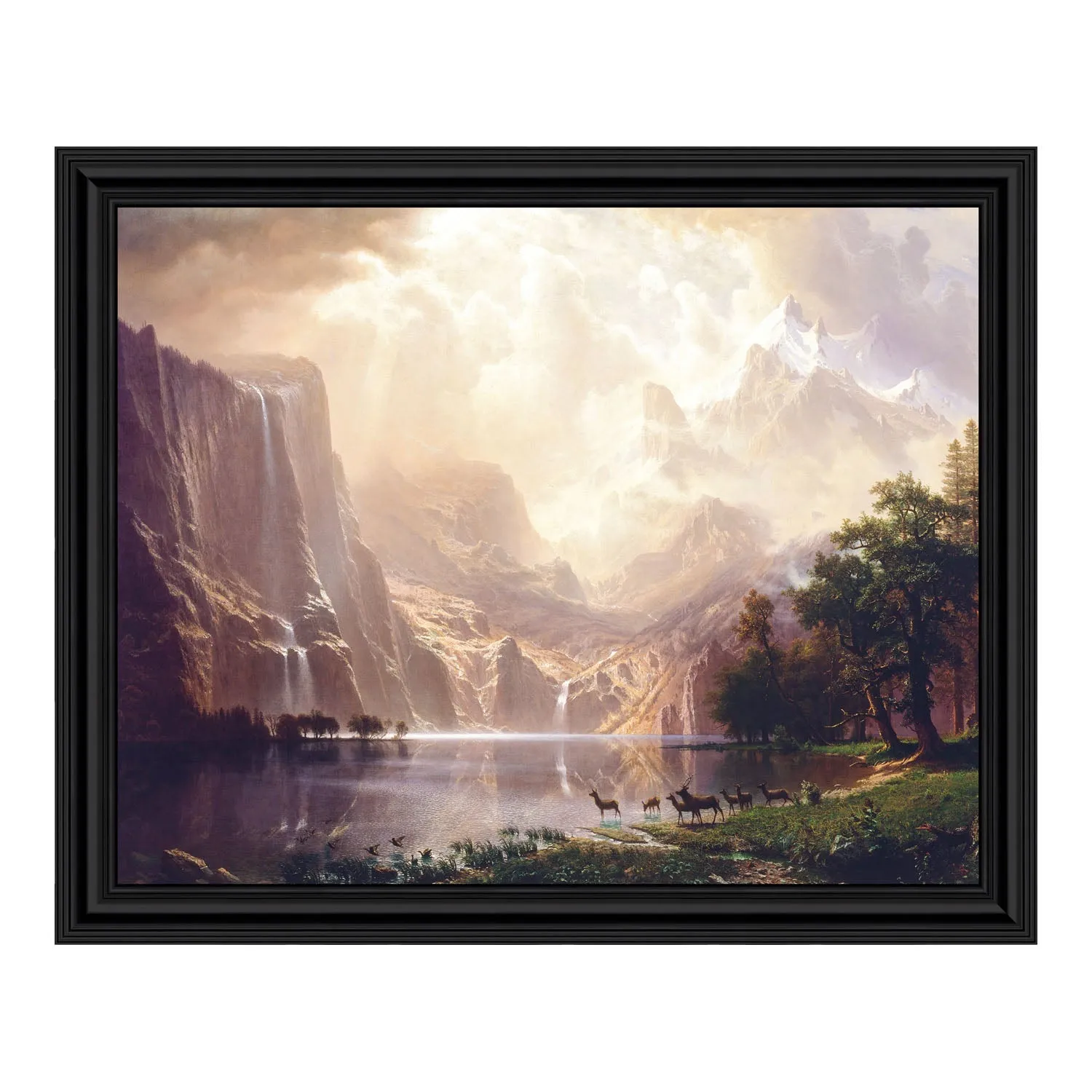 Among the Sierra Nevada Mountains, California, Framed Wall Art by Albert Bierstadt, Mountain Home Decor Scene, 11x14 2400