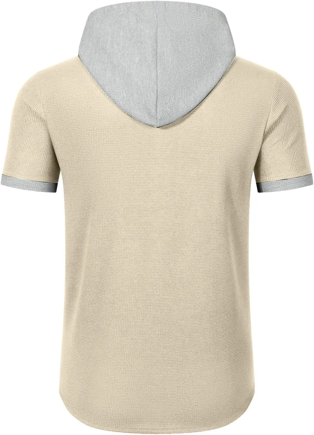 Button Down Hoodies for Men Casual Waffle Knit Short Sleeve Drawstring Hooded Shirt Lightweight Summer Polo Cardigan