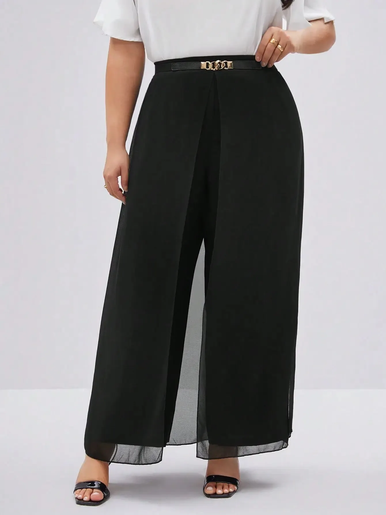 Calça De Malha Larga Plus Size - Casey