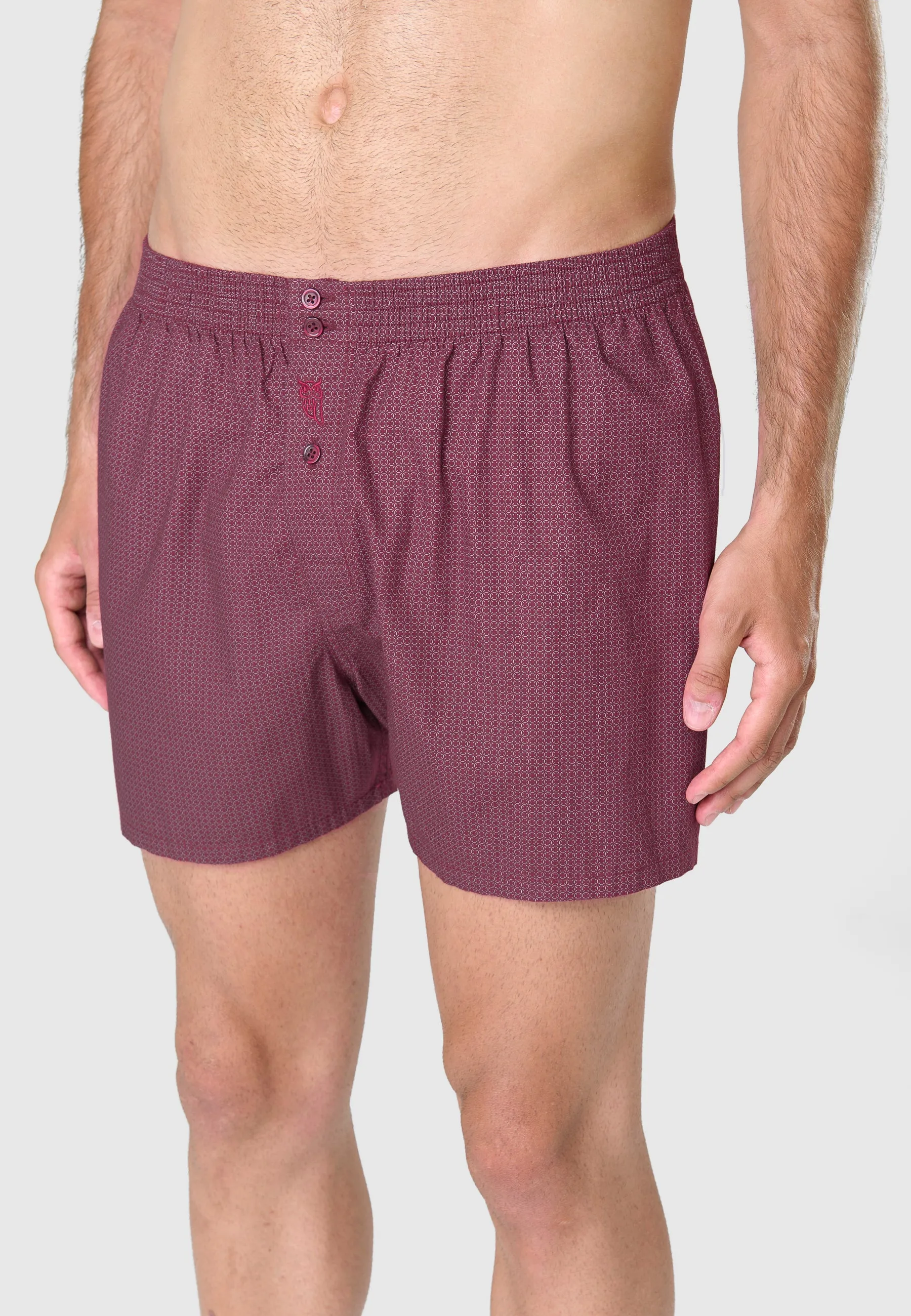 Calzoncillo Bóxer Hombre Algodón Tela Cuadros - Rojo 6311_90