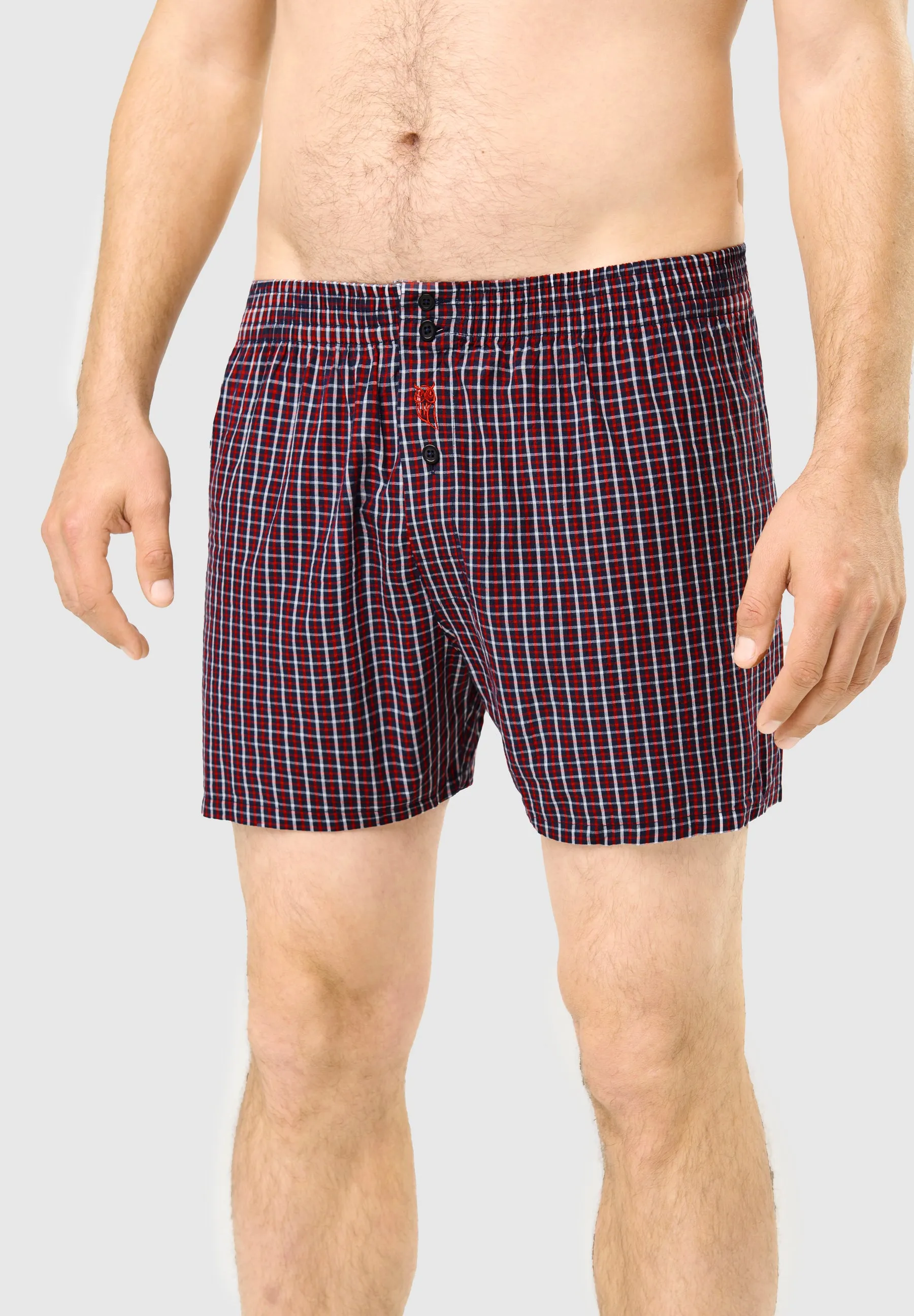Calzoncillo Bóxer Hombre Algodón Tela Cuadros - Rojo 6317_94