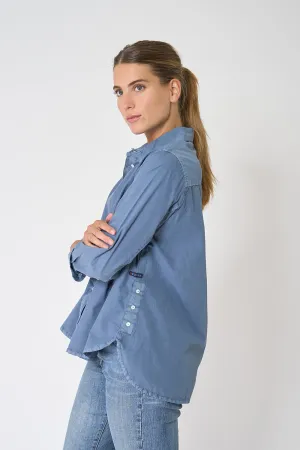 Camisa de mujer manga larga con tejido de algodón con lavado natural
