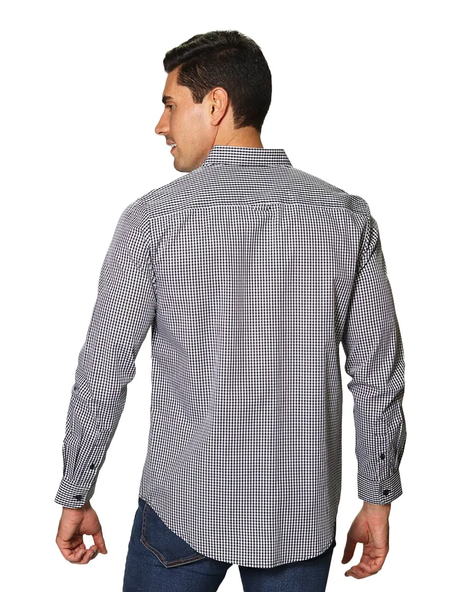 Camisas Hombre Casuales De Manga Larga Con Estampado De Cuadros Regular Fit B35207 4