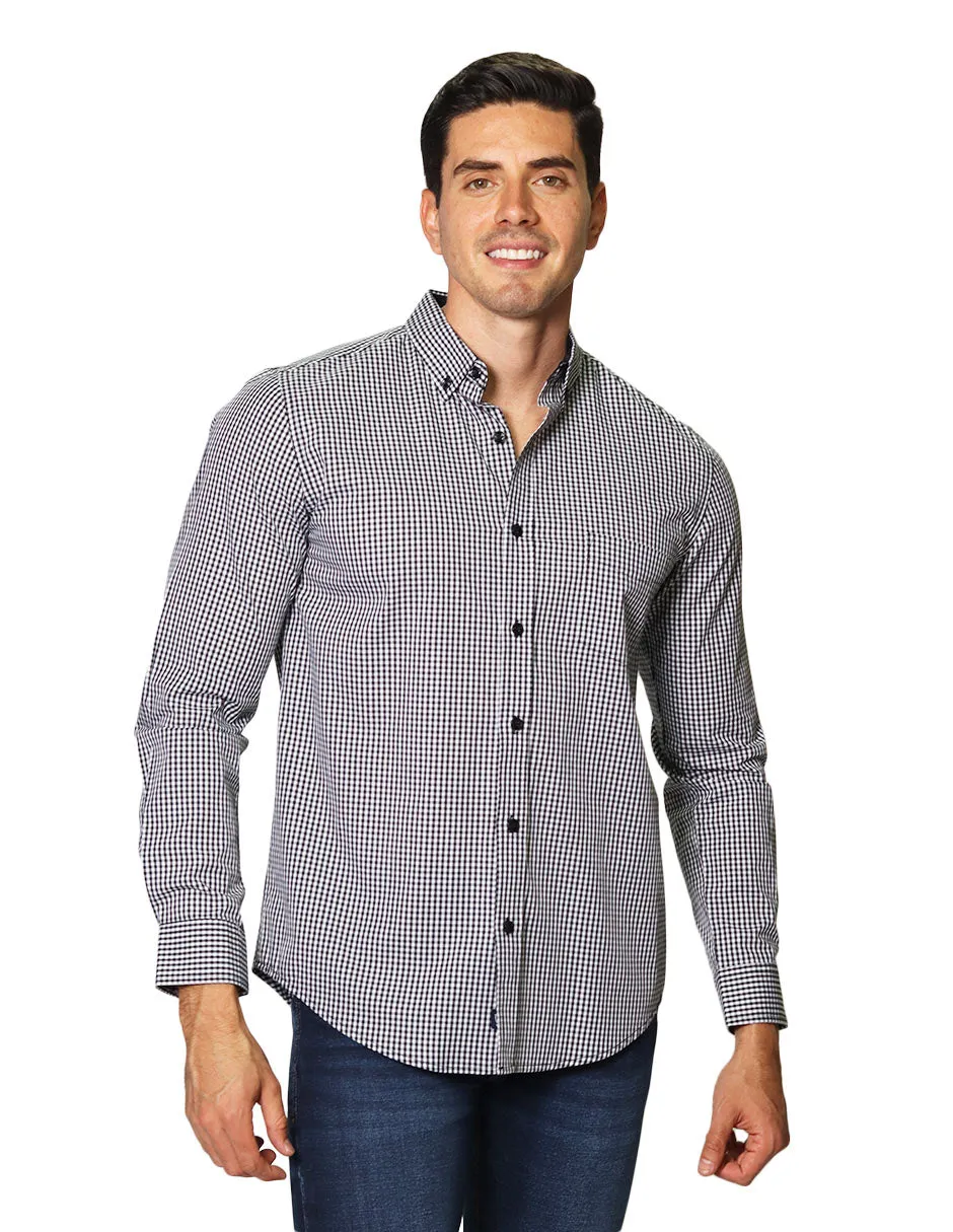 Camisas Hombre Casuales De Manga Larga Con Estampado De Cuadros Regular Fit B35207 4