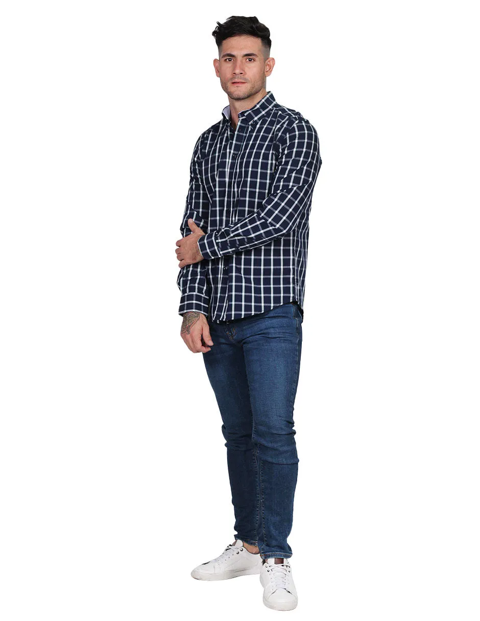 Camisas Para Hombre Manga Larga Cuadros Regular Fit 2 B21206