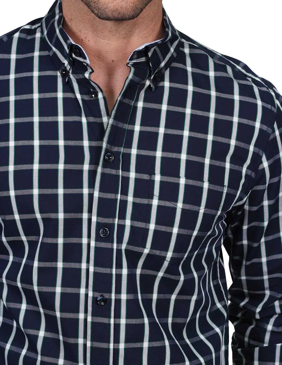 Camisas Para Hombre Manga Larga Cuadros Regular Fit 2 B21206