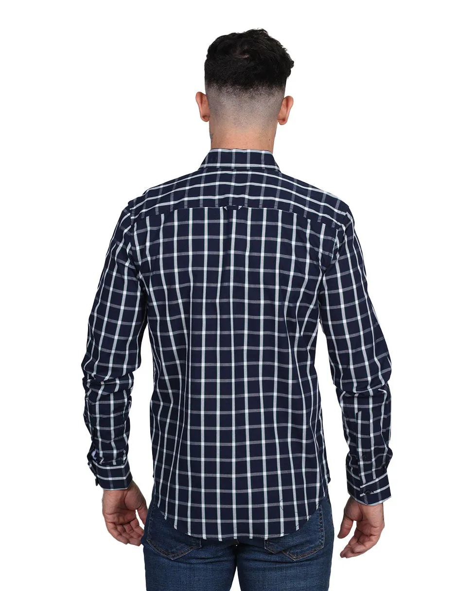 Camisas Para Hombre Manga Larga Cuadros Regular Fit 2 B21206