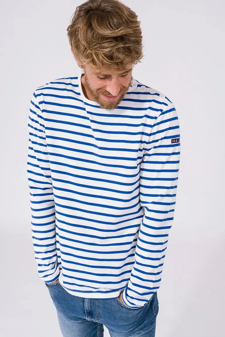 Camiseta a rayas de algodón manga larga cuello redondo - A2060