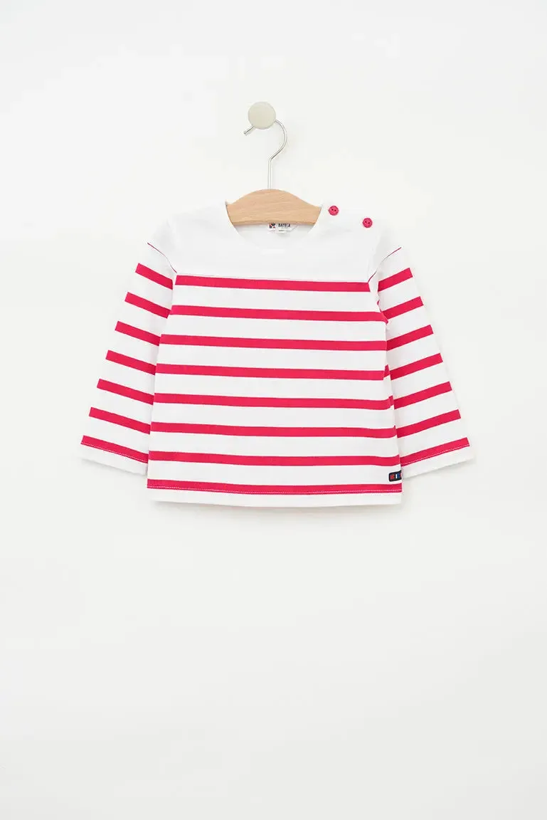 Camiseta algodón bebe manga larga raya marinera