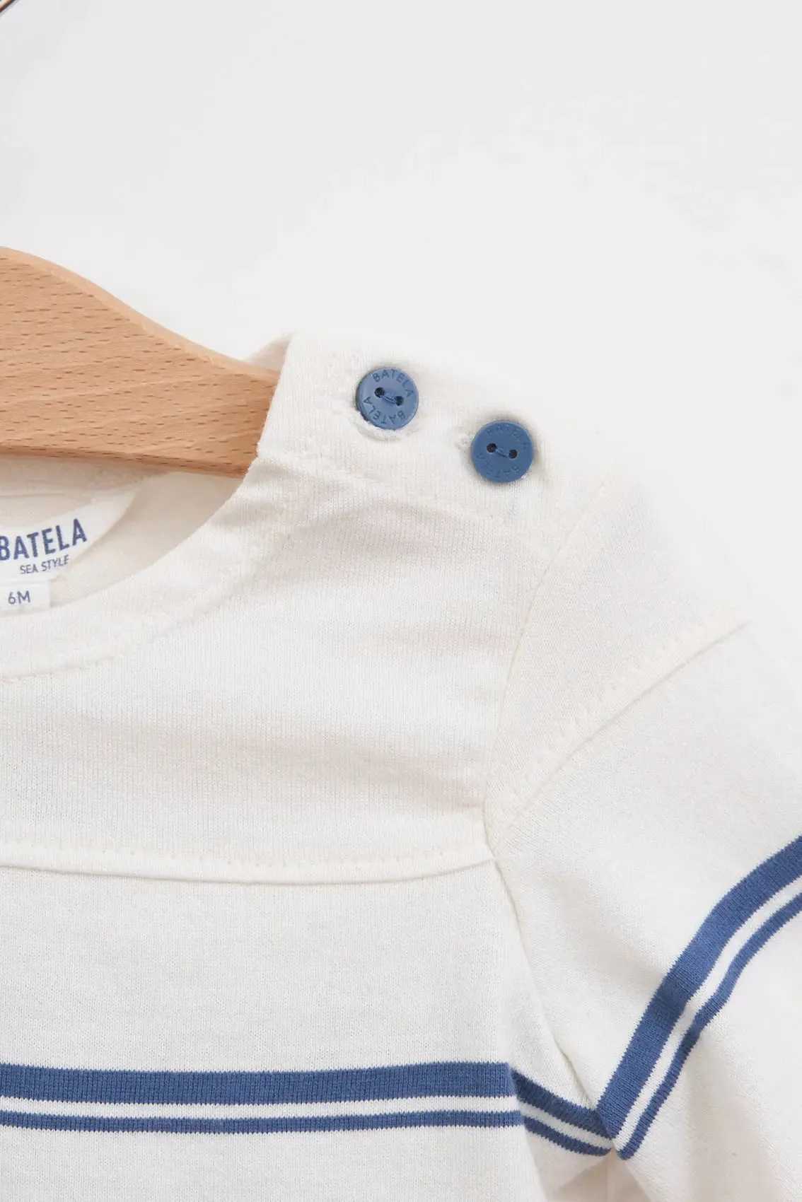 Camiseta algodón bebe manga larga raya marinera