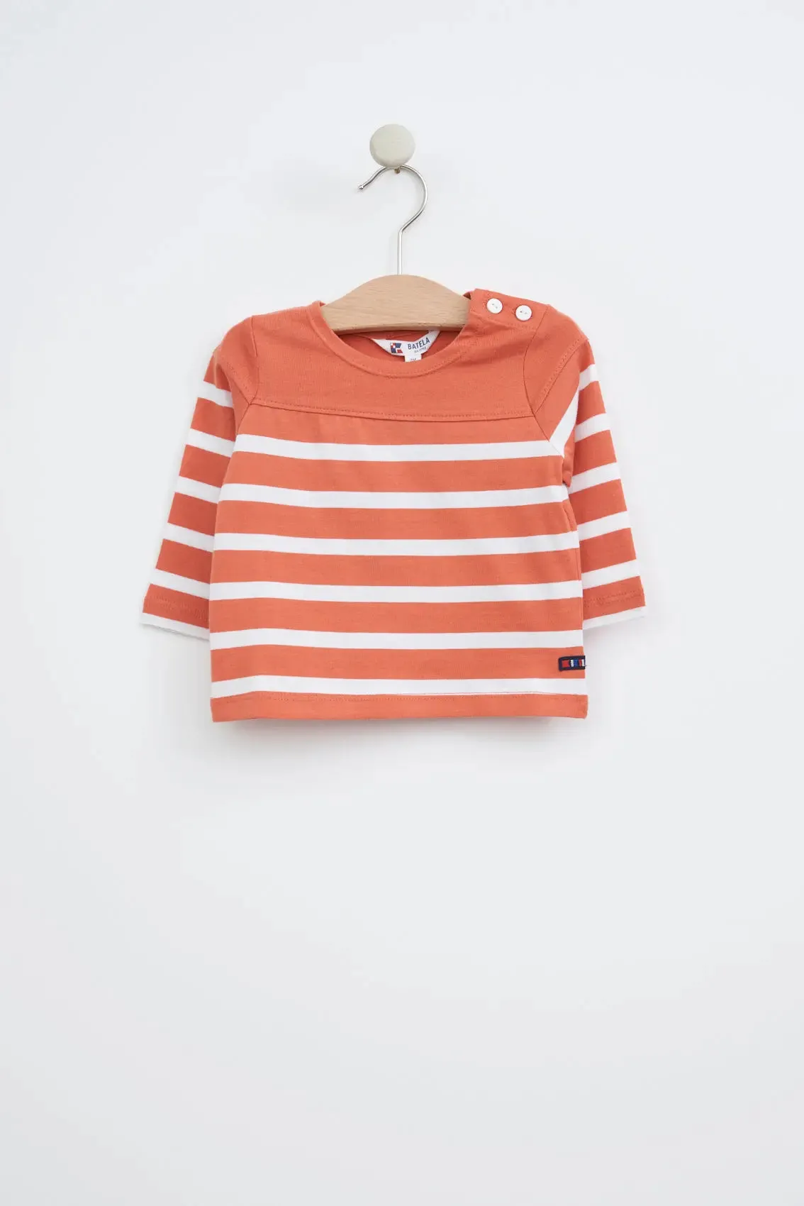 Camiseta algodón bebe manga larga raya marinera