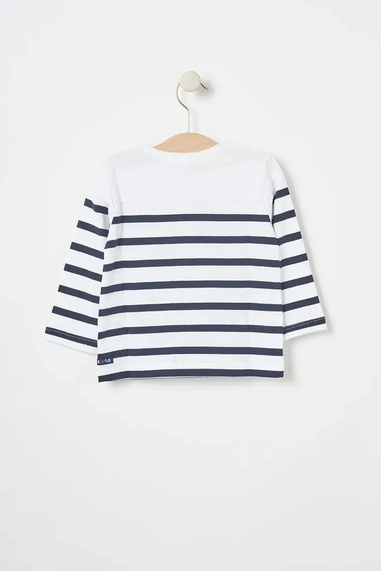 Camiseta algodón bebe manga larga raya marinera