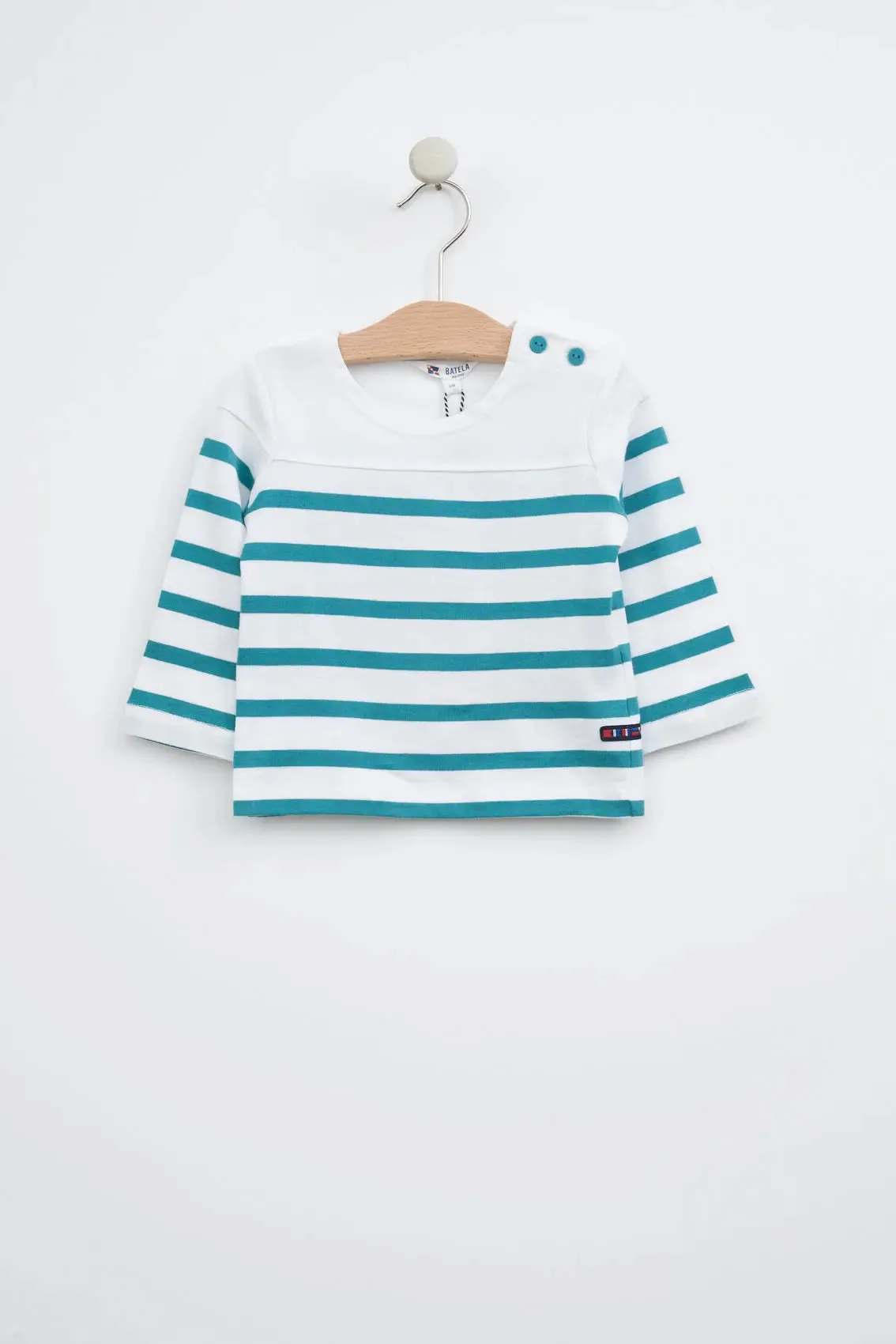 Camiseta algodón bebe manga larga raya marinera