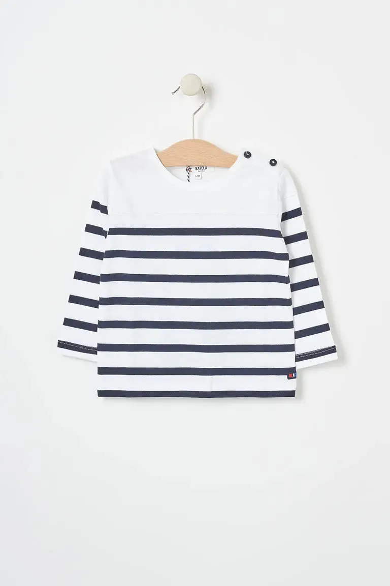 Camiseta algodón bebe manga larga raya marinera
