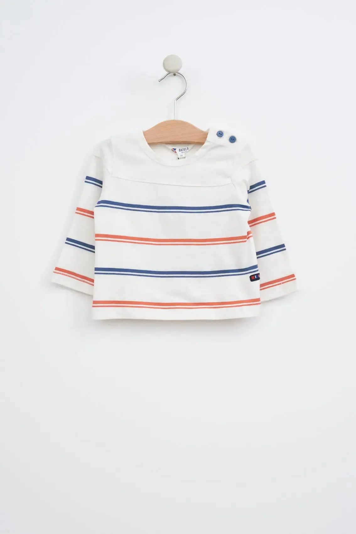 Camiseta algodón bebe manga larga raya marinera