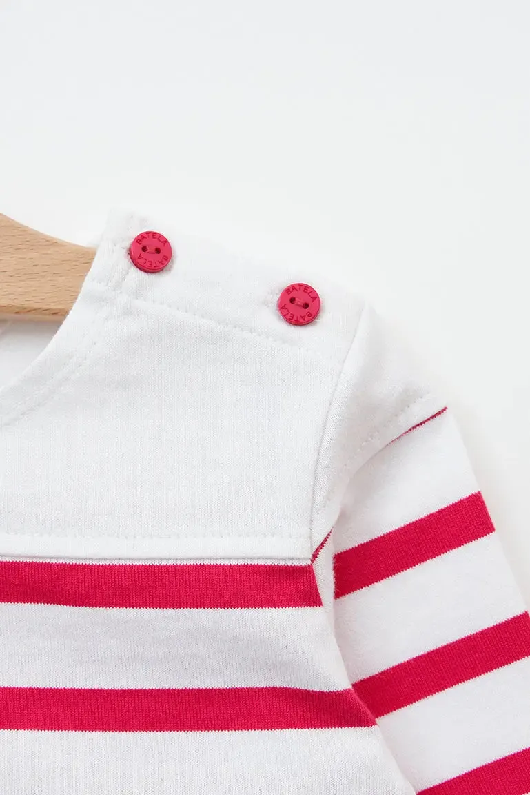 Camiseta algodón bebe manga larga raya marinera