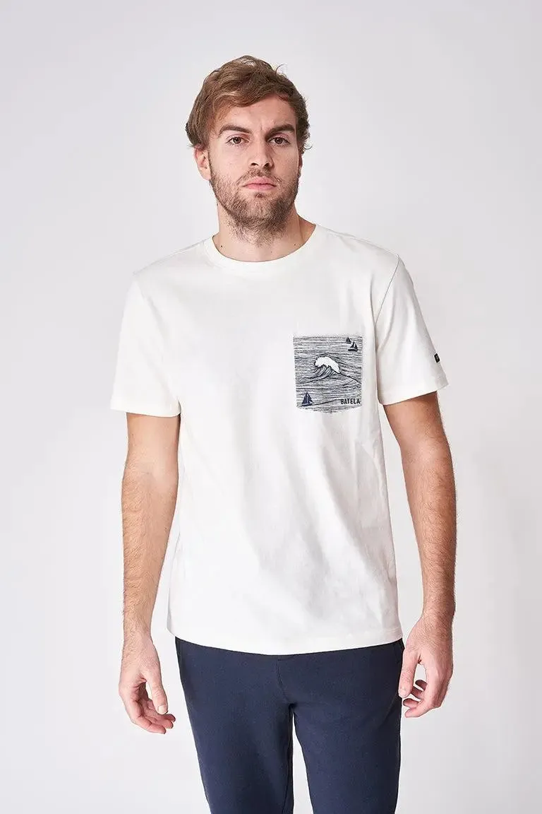 Camiseta de algodón con bolsillo frontal manga corta - A2422