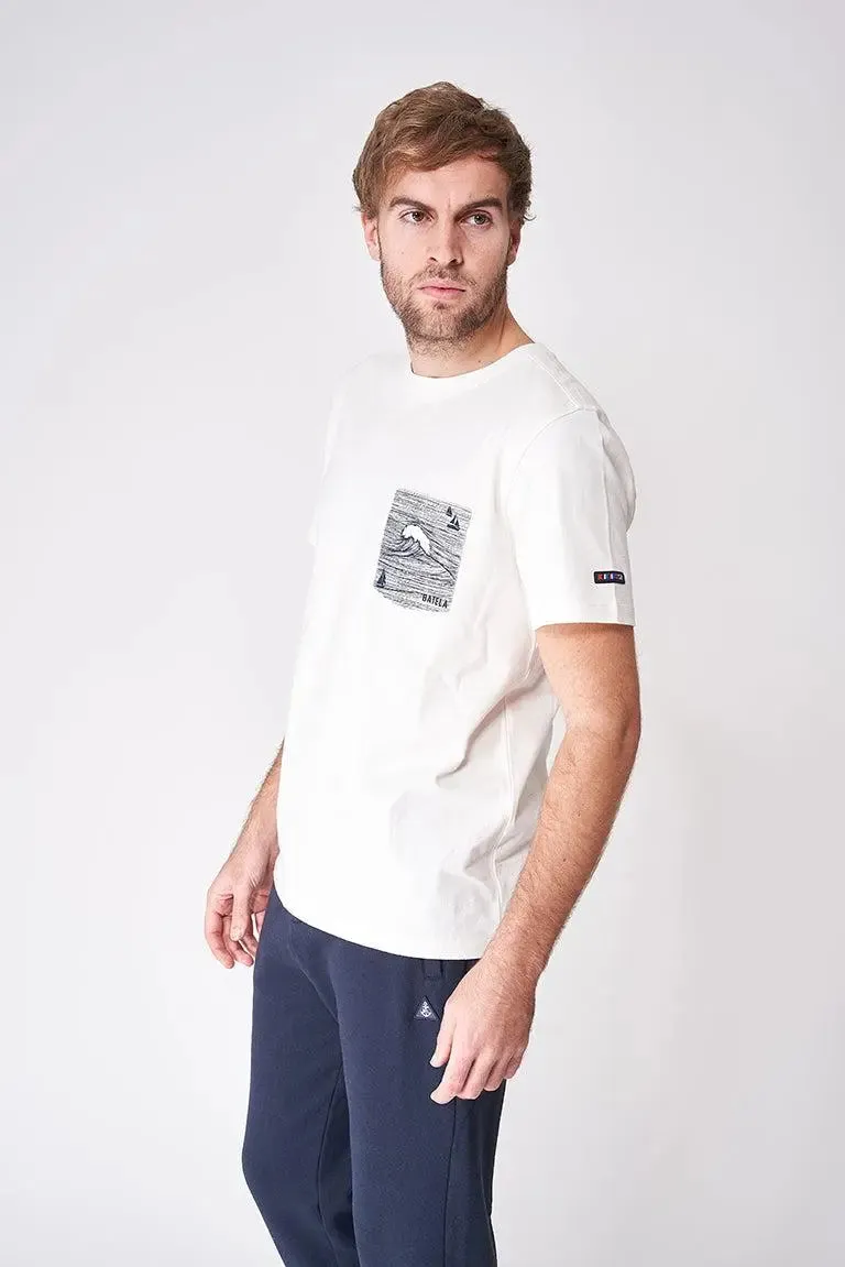 Camiseta de algodón con bolsillo frontal manga corta - A2422