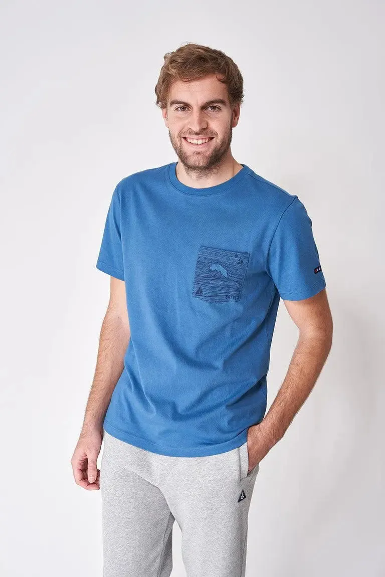 Camiseta de algodón con bolsillo frontal manga corta - A2422