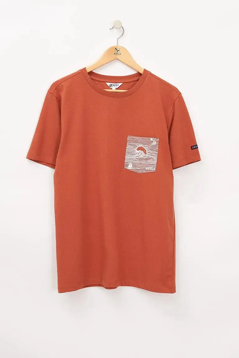 Camiseta de algodón con bolsillo frontal manga corta - A2422