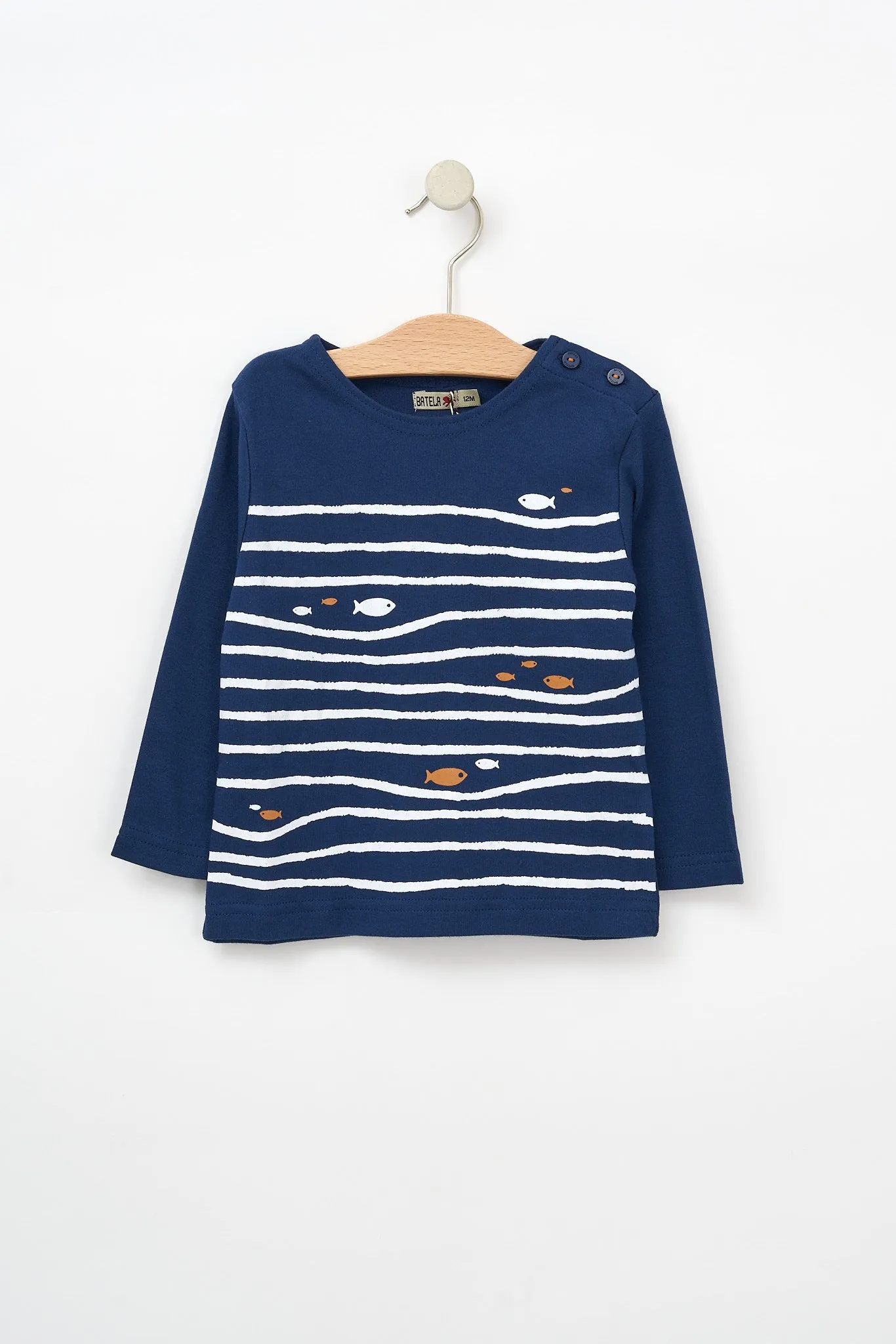 Camiseta de manga larga con peces y olas B2302