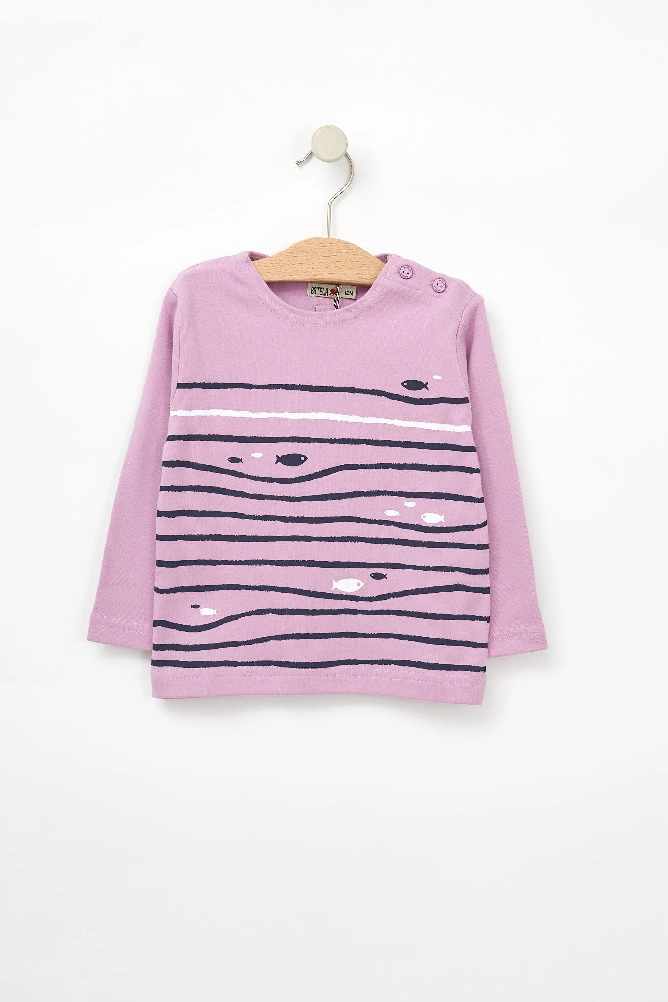 Camiseta de manga larga con peces y olas B2302