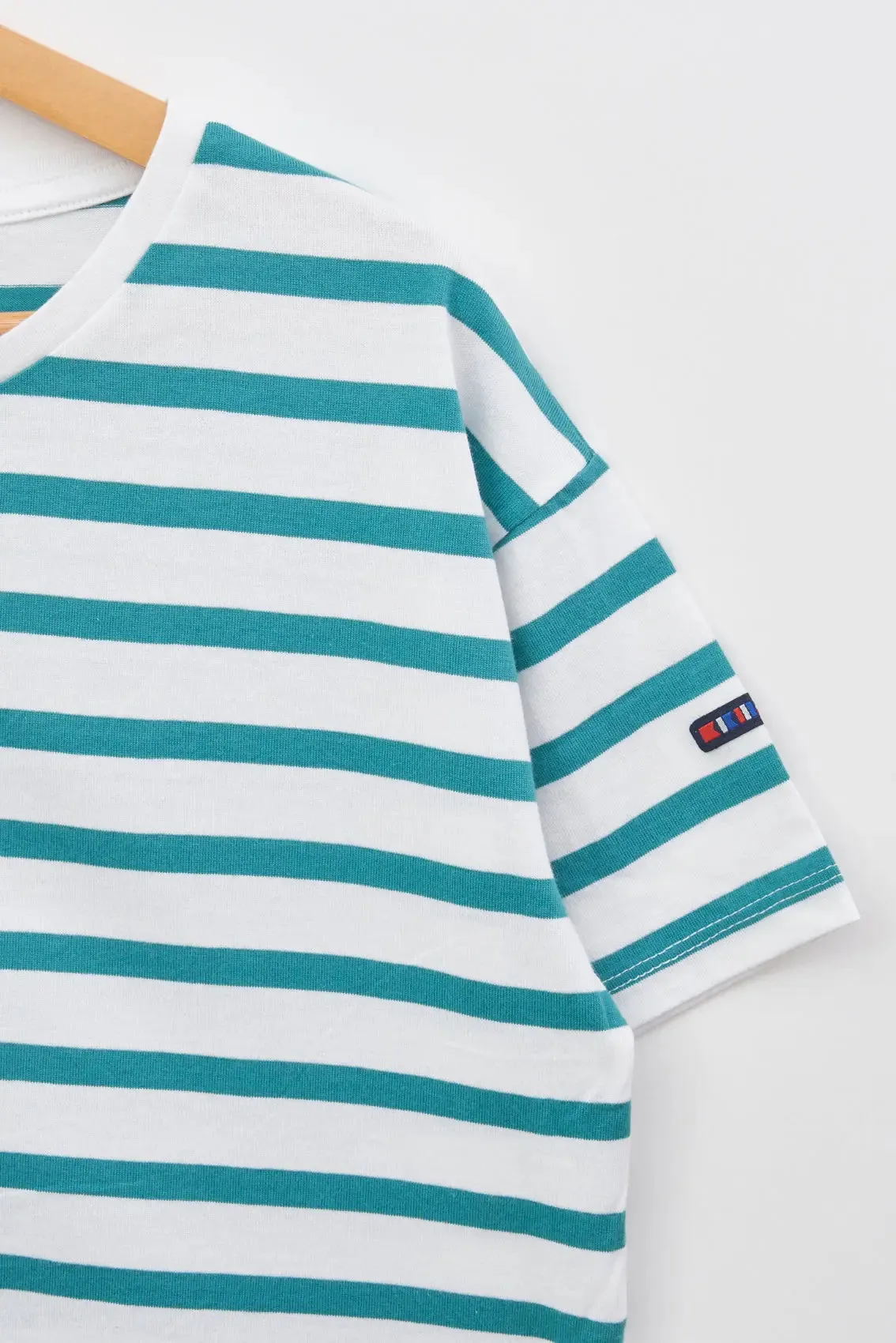 Camiseta de rayas o marsellesa manga corta en algodón 180 gr