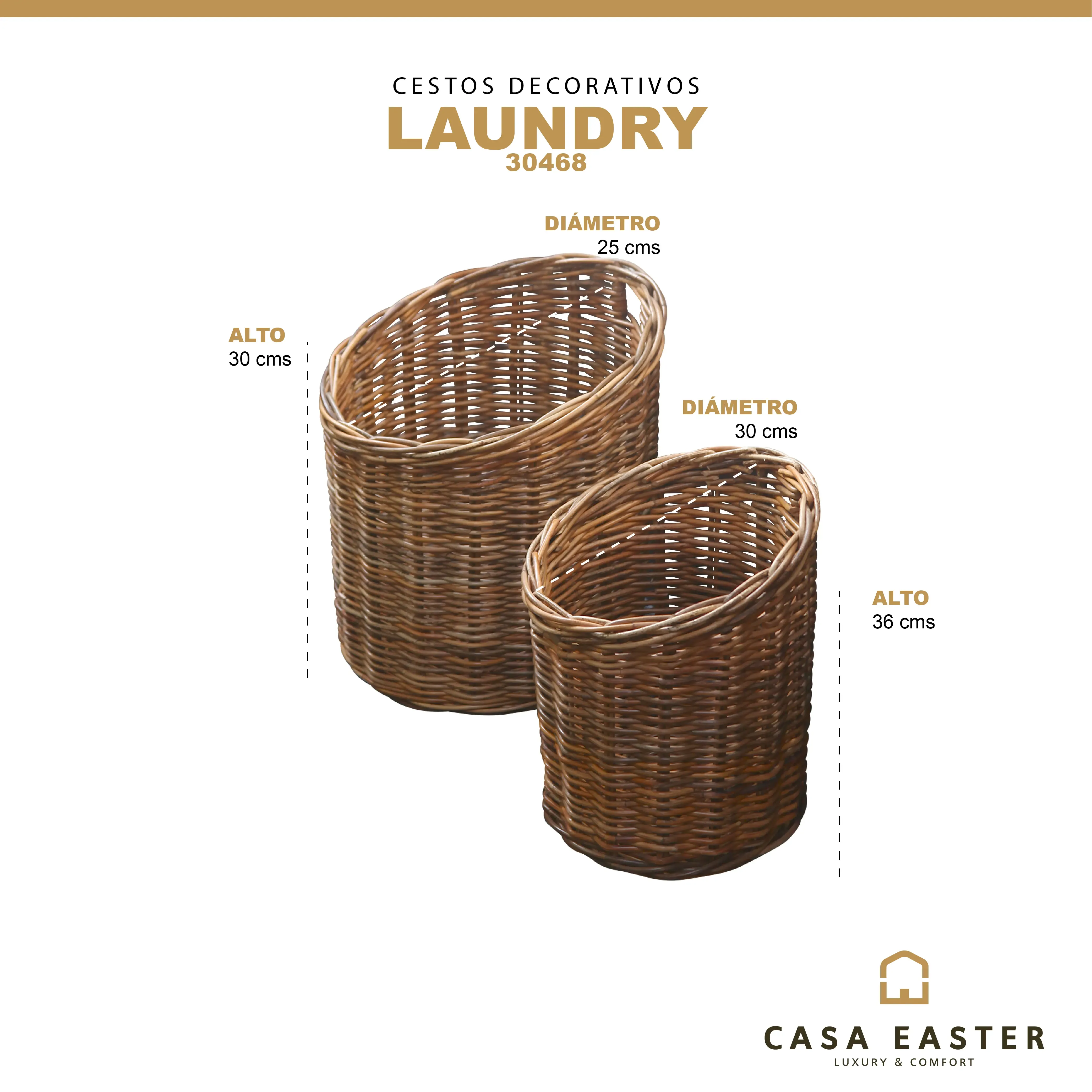 Cestos Juego de 2pz Color Natural LAUNDRY -30468