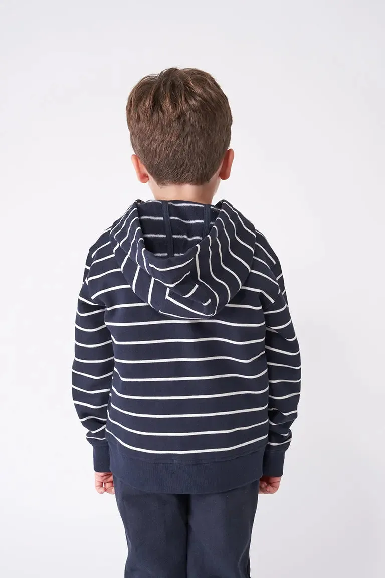 Chaqueta o sudadera a rayas con capucha en algodón terry