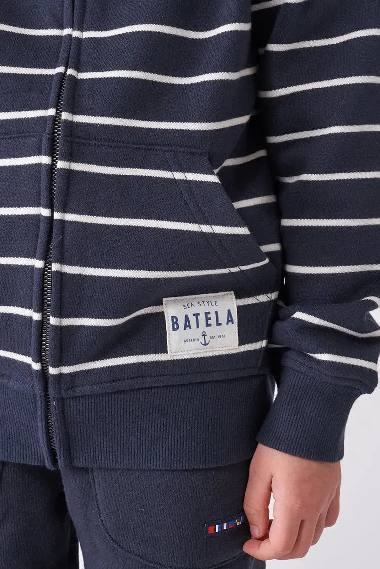 Chaqueta o sudadera a rayas con capucha en algodón terry