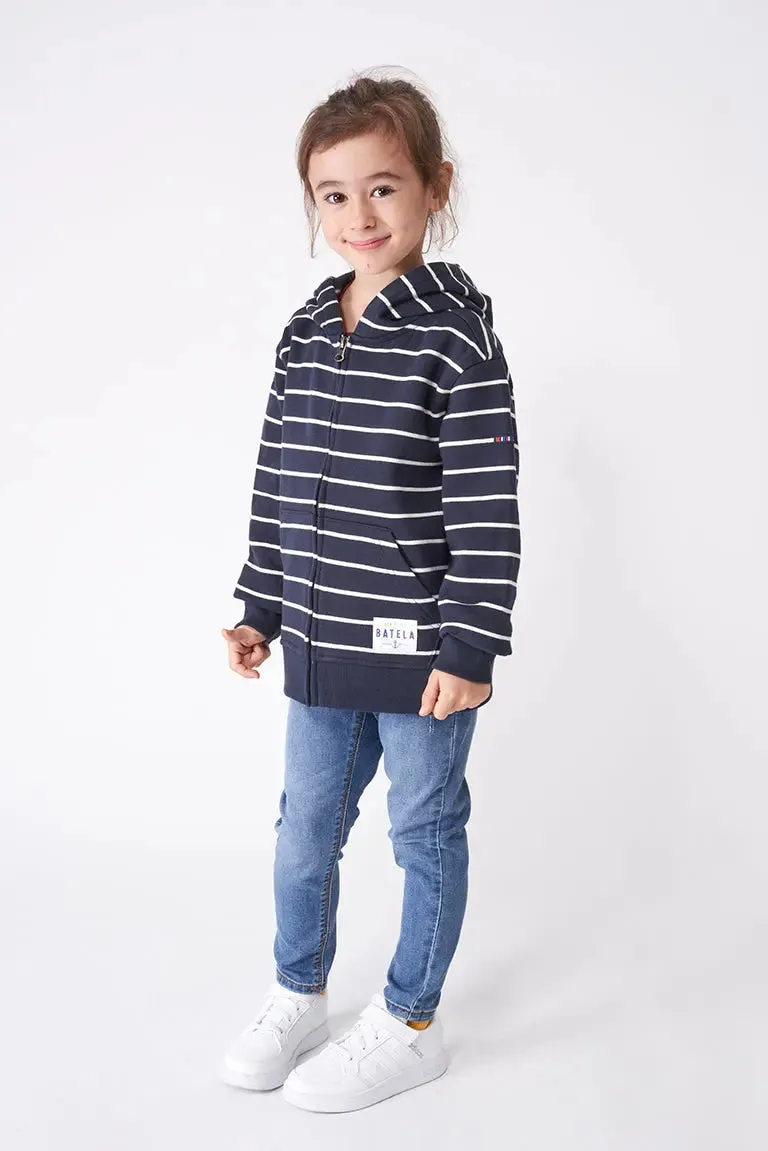 Chaqueta o sudadera a rayas con capucha en algodón terry