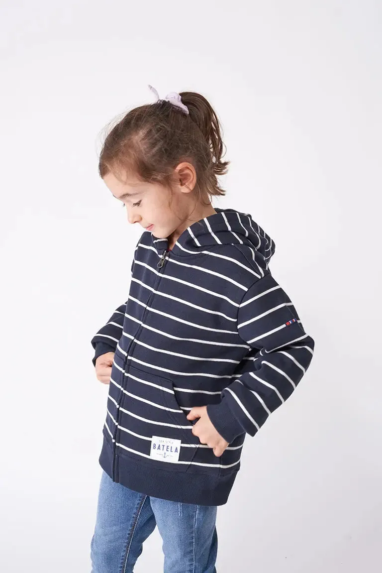 Chaqueta o sudadera a rayas con capucha en algodón terry