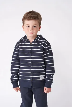 Chaqueta o sudadera a rayas con capucha en algodón terry