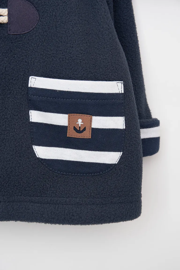 Chaqueta polar bolsilos a rayas