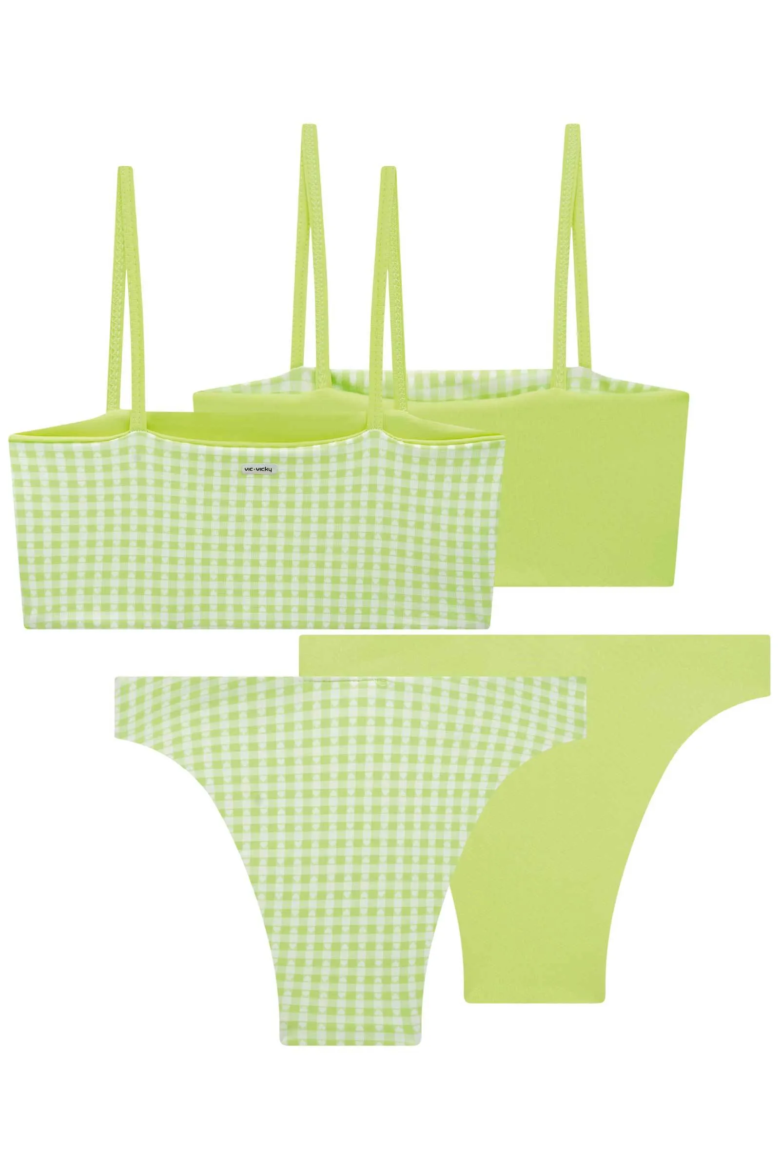 Conjunto de Biquíni Reversível Top Faixa e Calcinha Lateral Média em Malha UV Dry 50  74189 Vic&Vicky