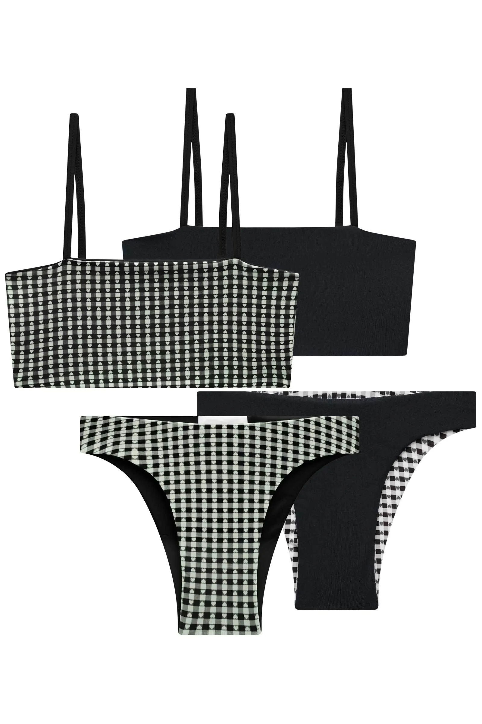 Conjunto de Biquíni Reversível Top Faixa e Calcinha Lateral Média em Malha UV Dry 50  74189 Vic&Vicky