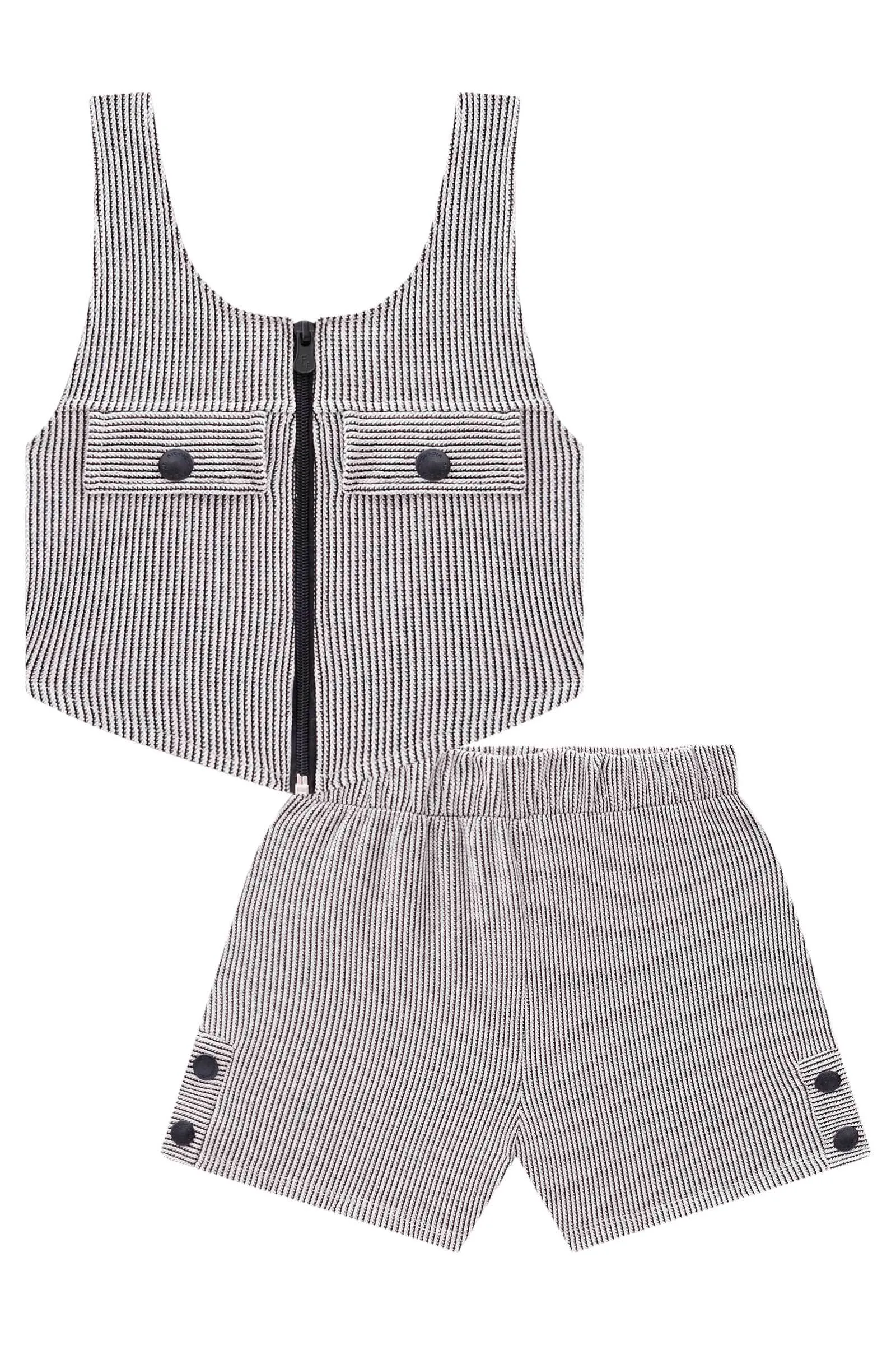 Conjunto de Blusa Top Cropped e Shorts em Moletinho Fresh 74446 Vic&Vicky