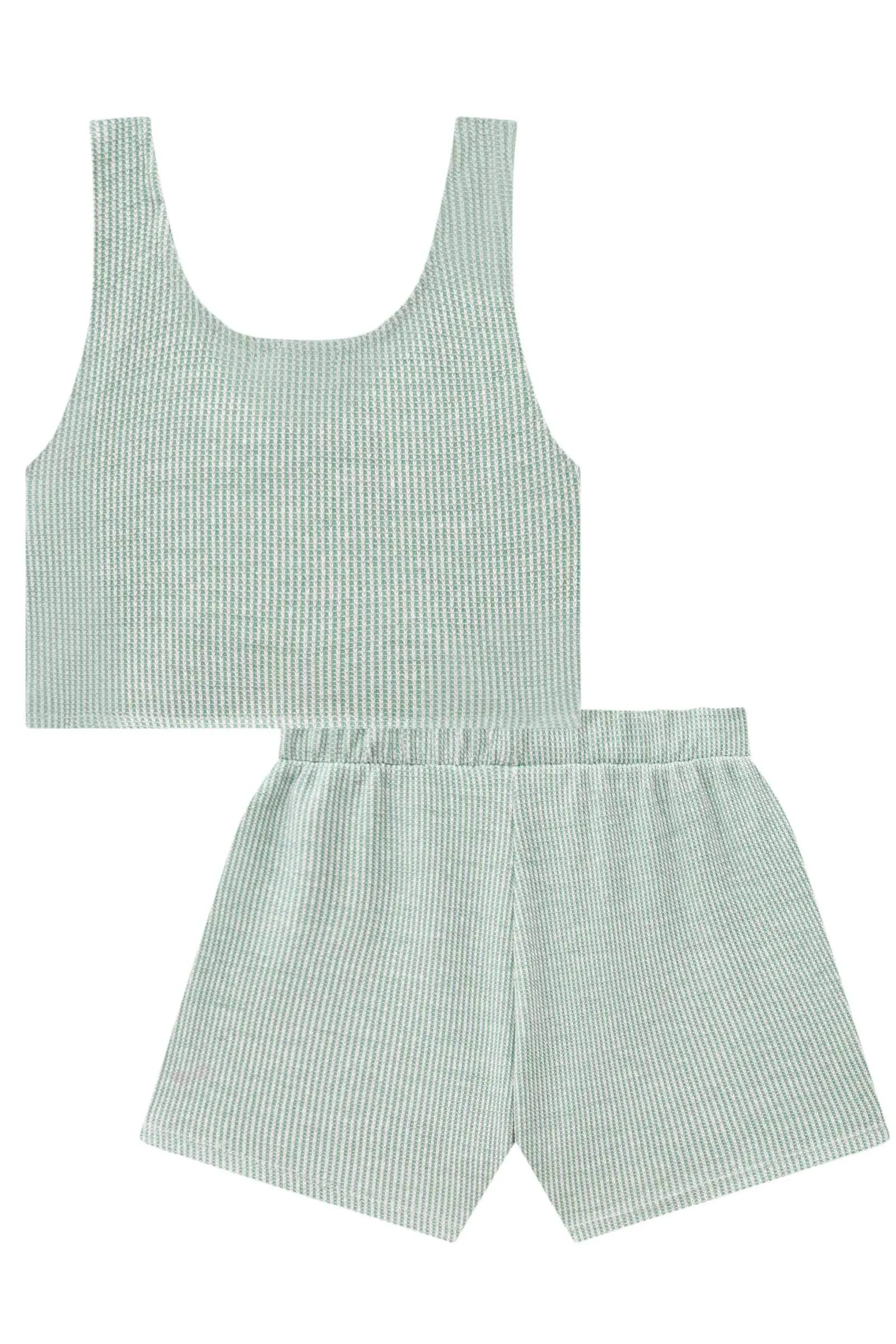 Conjunto de Blusa Top Cropped e Shorts em Moletinho Fresh 74446 Vic&Vicky