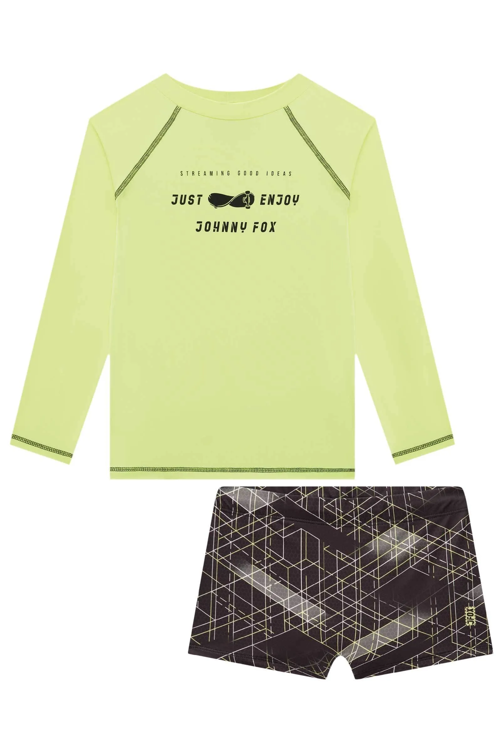 Conjunto de Camiseta e Sunga em Malha Uv Dry com Proteção Uv 50  75710 Johnny Fox