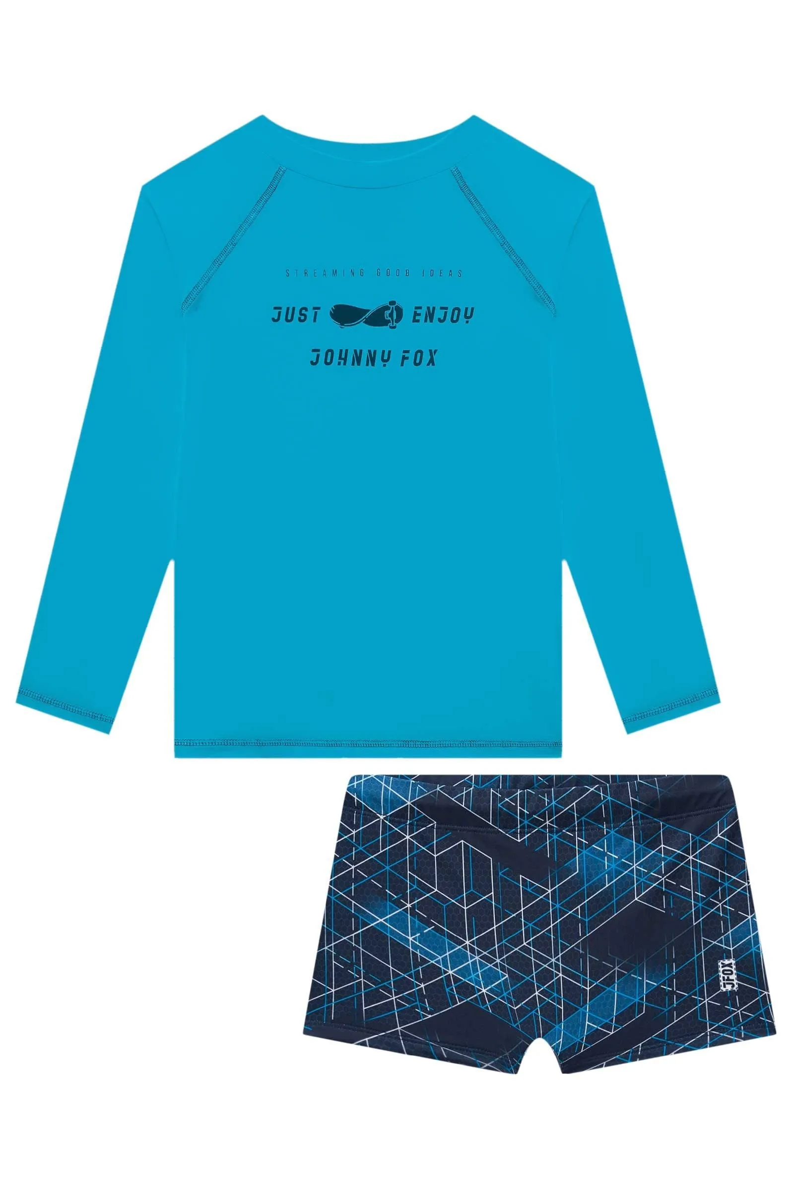 Conjunto de Camiseta e Sunga em Malha Uv Dry com Proteção Uv 50  75710 Johnny Fox