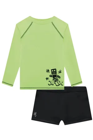 Conjunto de Camiseta e Sunga em Malha Uv Dry com Proteção Uv 50  76952 Johnny Fox