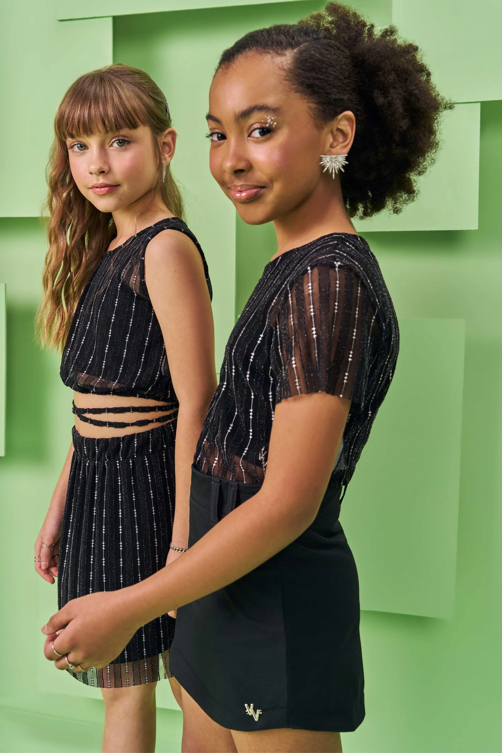 Conjunto de Cropped e Saia Tule Bordado e Top em Cotton 74723 Vic&Vicky
