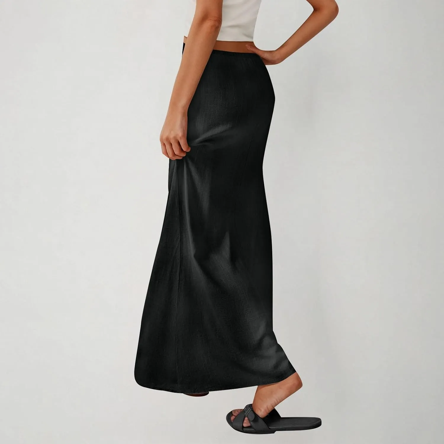Cotton Linen Maxi Skirts for Women 2025 Drawstring Elastic High Rise Dress A Line Cute Vacation Boho Long Flowy Skirts