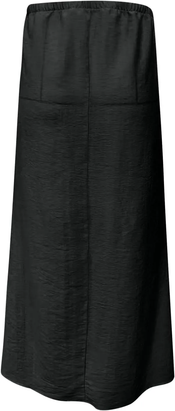 Cotton Linen Maxi Skirts for Women 2025 Drawstring Elastic High Rise Dress A Line Cute Vacation Boho Long Flowy Skirts