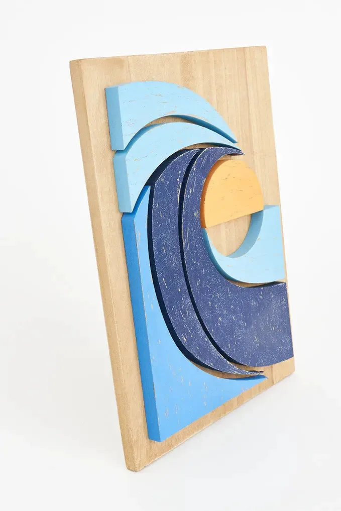 Cuadro de madera ola y sol