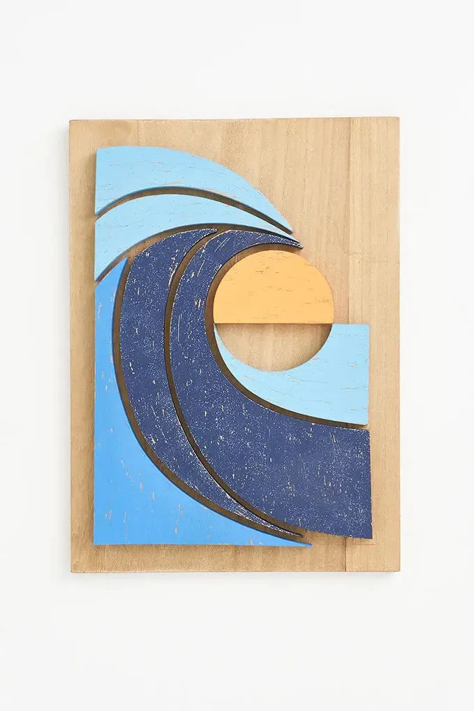 Cuadro de madera ola y sol
