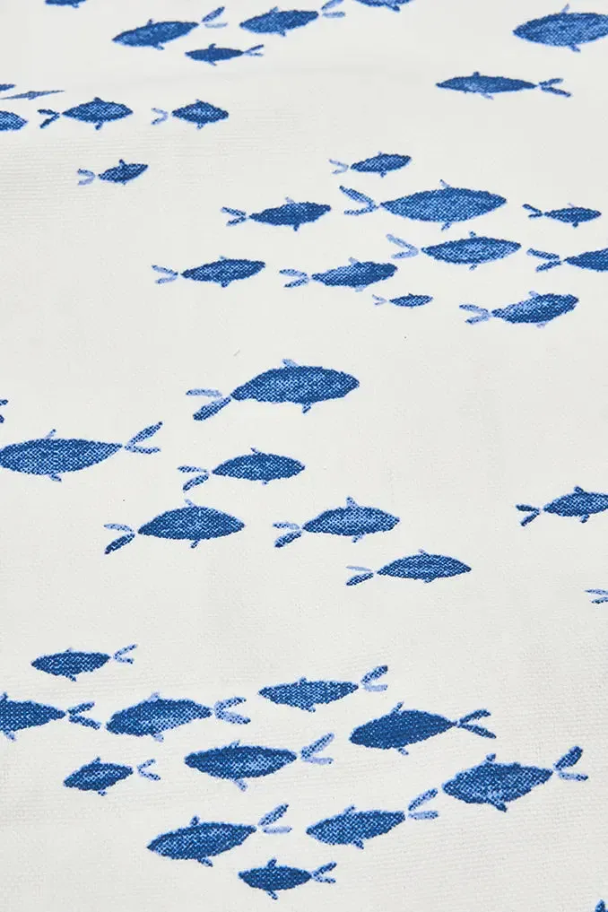 Delantal con banco de peces en algodón