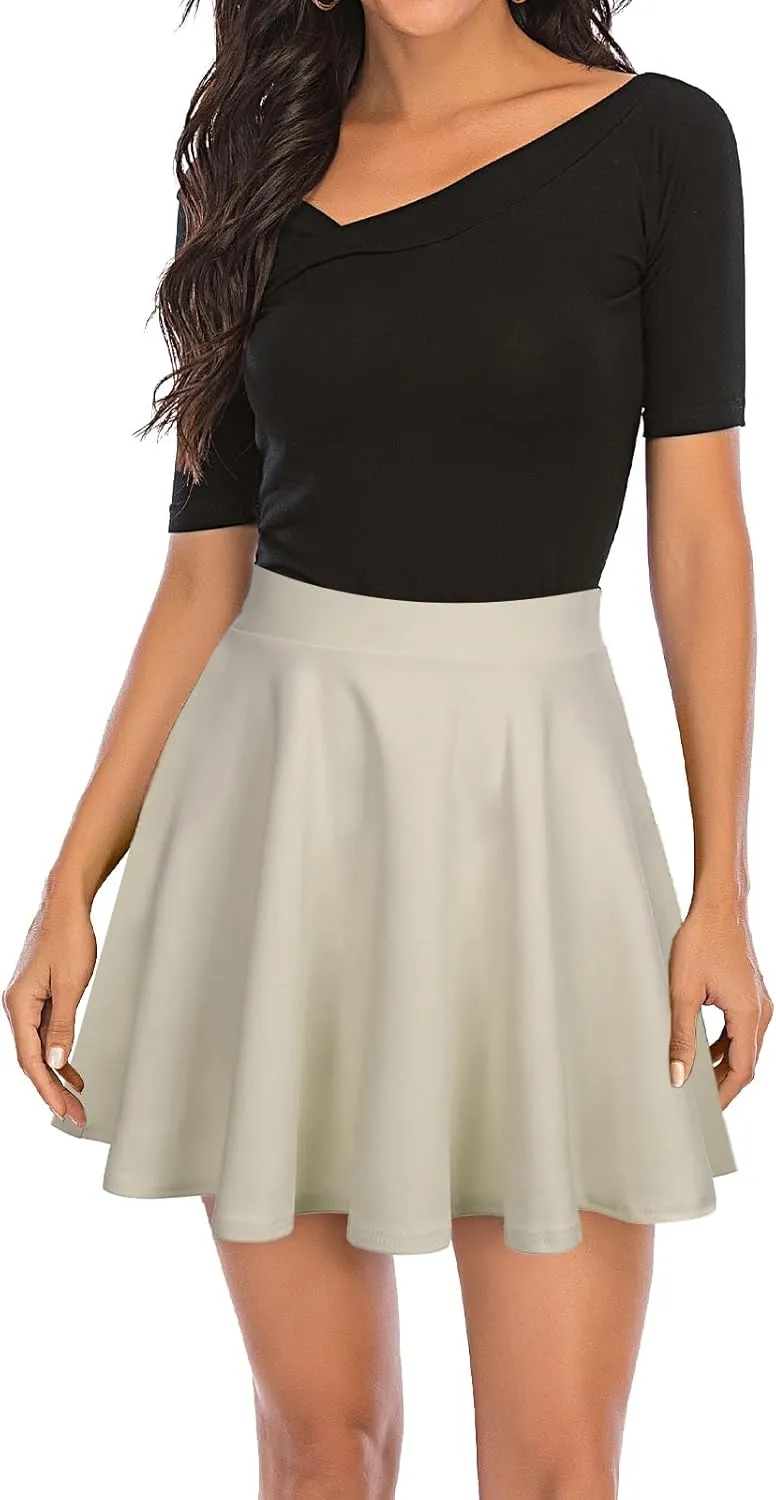 DRESSTELLS Women's Casual Skirt 2025, Stretchy High Waist Aline Mini Skater Skirts